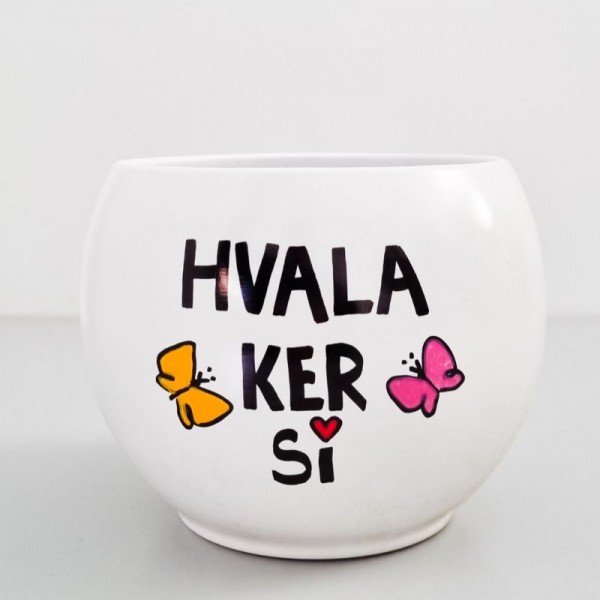 Lonec Bali z ročno poslikavo Hvala, ker si - 15 cm